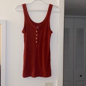 Burnt Orange Tank Top w Buttons - M